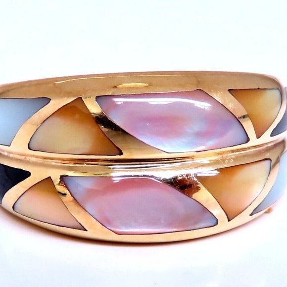 Asch Grossbardt Carved Mosaic Moonstone Twin Band Ring 14kt gold